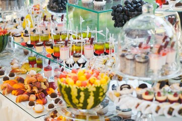 Many small desserts close together