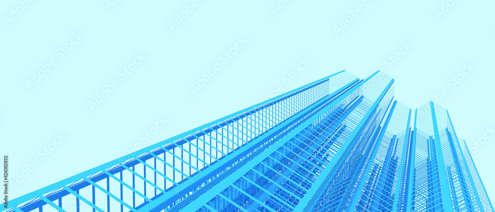 Poster abstract inspiration architecture modern and background with structure geometric concept on blue. we