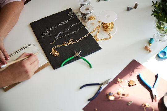 Professional jeweler creating a new jewelry collection