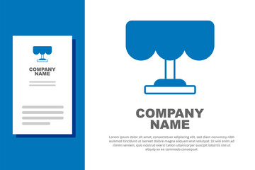 Blue Wooden table icon isolated on white background. Street cafe. Logo design template element. Vector