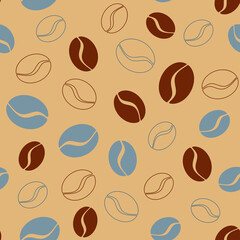 Seamless pattern with coffee beans. Vector background for cafe, bistro, restaurant menu	
