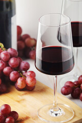 Red wine in a transparent white glass