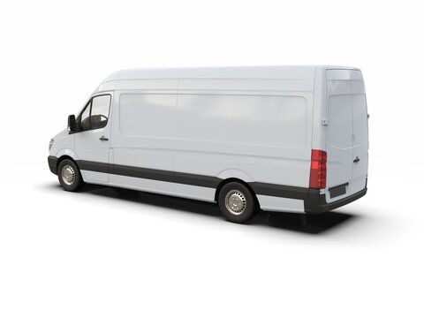 White Commercial Delivery Truck isolated&nbsp;on White Background