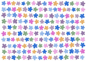 カラフルでレトロな花の背景模様イラスト