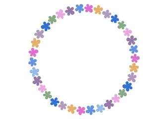 レトロな花柄の円形フレームイラスト