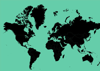 Weltkarte mit grünem Hintergrund