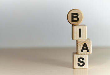 BIAS - text on wooden cubes, on White background