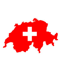 Shape of Switzerland with flag. Vector