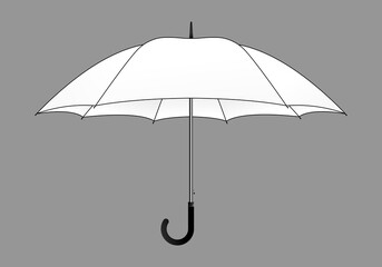 White umbrella rain protection template on gray background