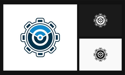 Fototapeta premium wifi gear blue symbol concept design logo