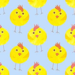 Pattern with chickens. Designed for textile fabrics, wrapping paper, wallpaper, prints, background. Children. 