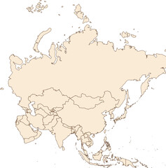 Karte von Asien mit Umrissen