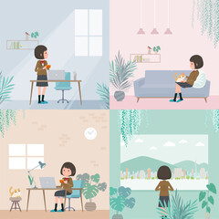 flat type school girl beige Blazer_relaxing-in-the-room