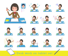 flat type school girl beige Blazer_Study-tablet