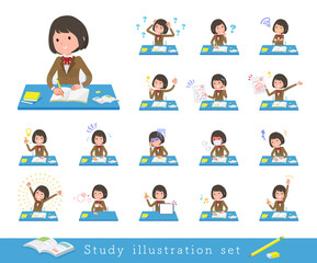 flat type school girl beige Blazer_Study-desk