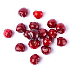 sweet cherry fruits isolated on white background