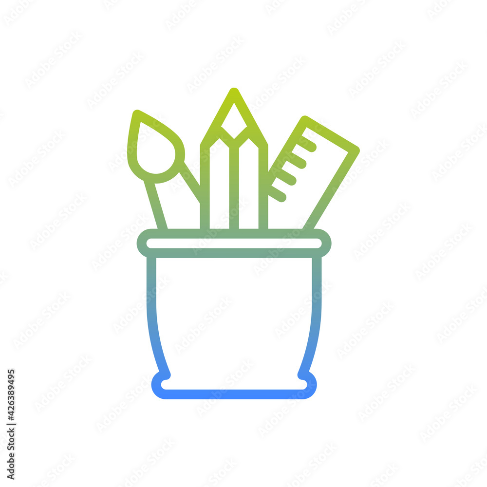 Poster Brushes case vector outline Gradient icon style illustration. EPS 10 file