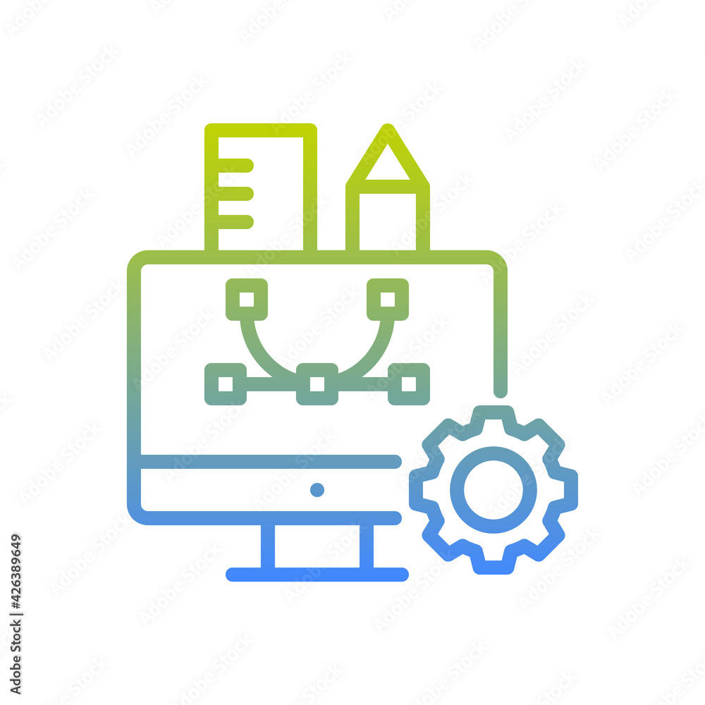 Poster digital designing vector outline gradient icon style illustration. eps 10 file