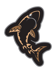 Shark tattoo in polynesia style. Good for tattoos, prints and t-shirts. Isolated. Vector.