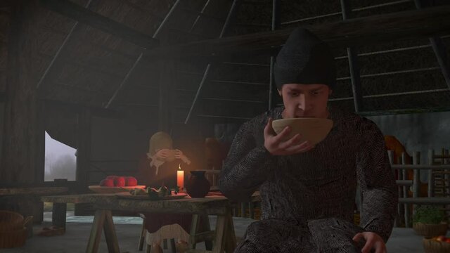 interior scene medieval farm house