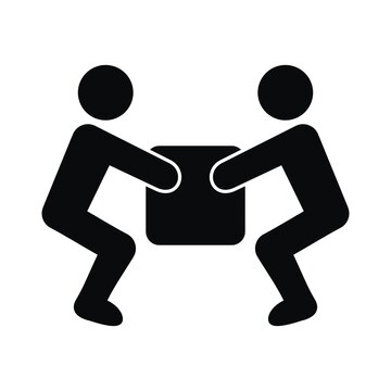 warning sign, handling heavy loads, vector icon, black silhouette