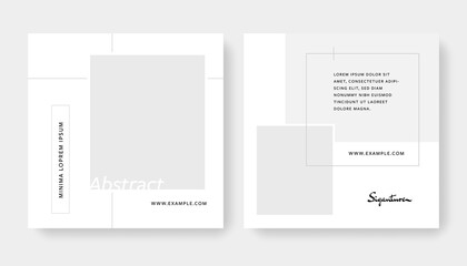 Clean editable social media layouts with minimalistic design, instagram and facebook template with place for photos, trendy graphics for business and model art