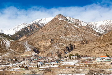 Small town among the mountains. North Caucasus, Kabardino-Balkaria, Russia.