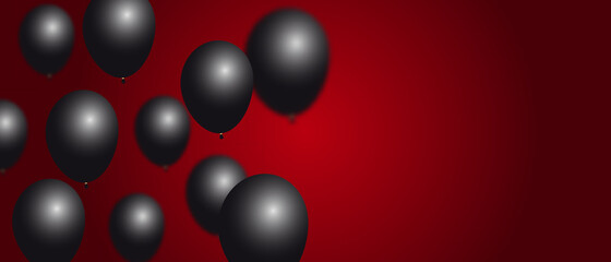Red and black balloons, realistic vector illustration