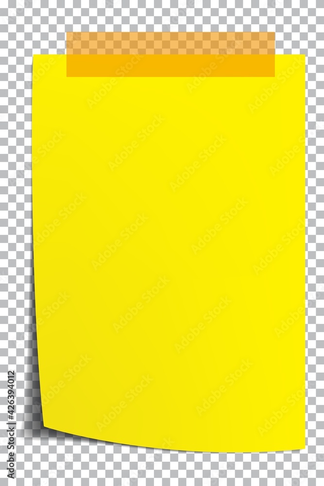 Poster background from transparent yellow page of paper with shadow. vector