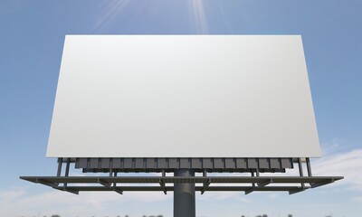 Obraz premium Billboard Mockup Sign Board Signage for Outdoor Advertisement against blue sky