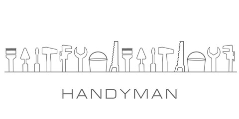 Professional handyman services. Vector banner template with tools collection and text space. Set of repair tools on whitr background for your web site design, app, UI. EPS10.
