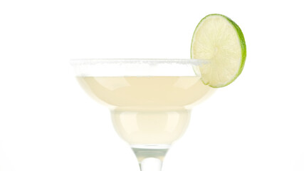 cocktail Margarita with lime on white background. Glass with a cocktail. Party, Success, holiday celebrating.