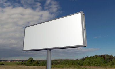 Billboard Mockup Sign Board Signage for Outdoor Advertisement against blue sky