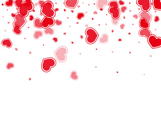 Beautiful red hearts falling vector illustration.