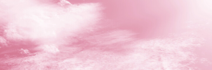 Pink sky background and white clouds background. The sky before a large storm. Pink Sweet dream.