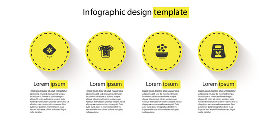 Set Pack full of seeds of plant, Bread toast, Seeds in bowl and . Business infographic template. Vector