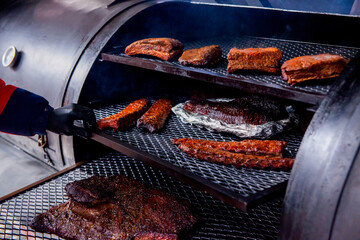 Close-Up Of Meat On Barbecue Grill