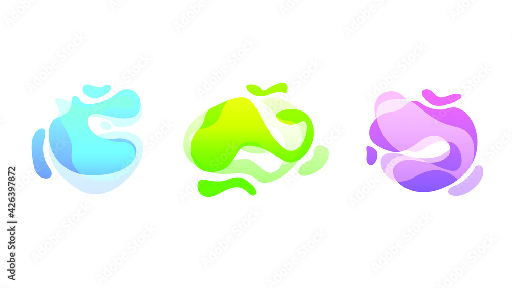 Poster abstract set liquid color collection geometric shapes fluid gradient dynamic elements banner logo ve