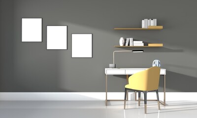 Kids Room, Play house, kids furniture with toy and frame mockup