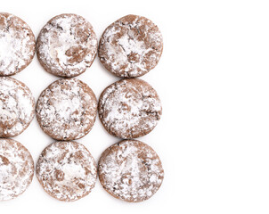 Homemade chocolate cookies on white background. Dessert.