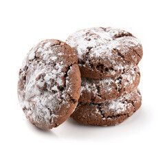 Homemade chocolate cookies on white background. Dessert.