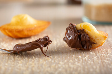 French madeleine with chocolate