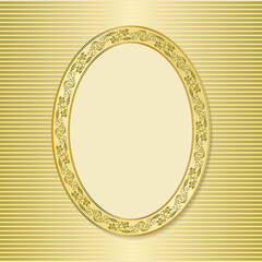 Decorative oval framework. Golden colors. Gradients. Classic floral pattern.