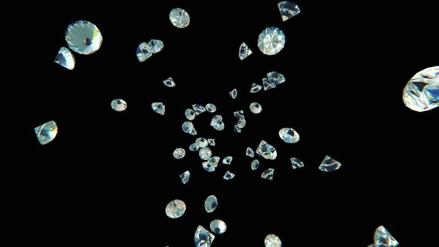 Luxury diamonds jumping in slow motion 4K