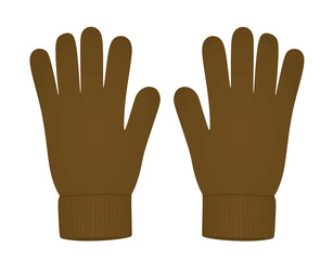 Brown winter gloves. vector illustration