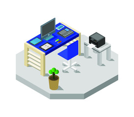 Isometric office room
