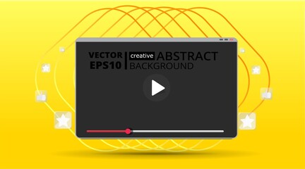  Online video platform header or footer banner template with copy space. Digital Business promotion, video advertising - social media marketing.