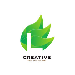 Nature Green Leaf Letter L Logo Design. monogram logo. Green Leaves Alphabet Icon. Usable for Business, Science, Healthcare, Medical and Nature Logos.Flat Vector Logo Design Template Element. Eps10