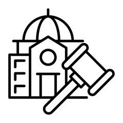 Magistrate Office Vector Icon Design, Law and Legal system Symbol on white background, Courthouse Building Concept,