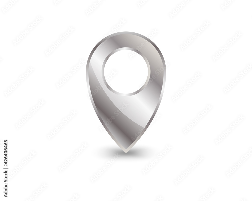 Poster silver map pin icon isolated on white background. pointer symbol. location sign. navigation map, gps